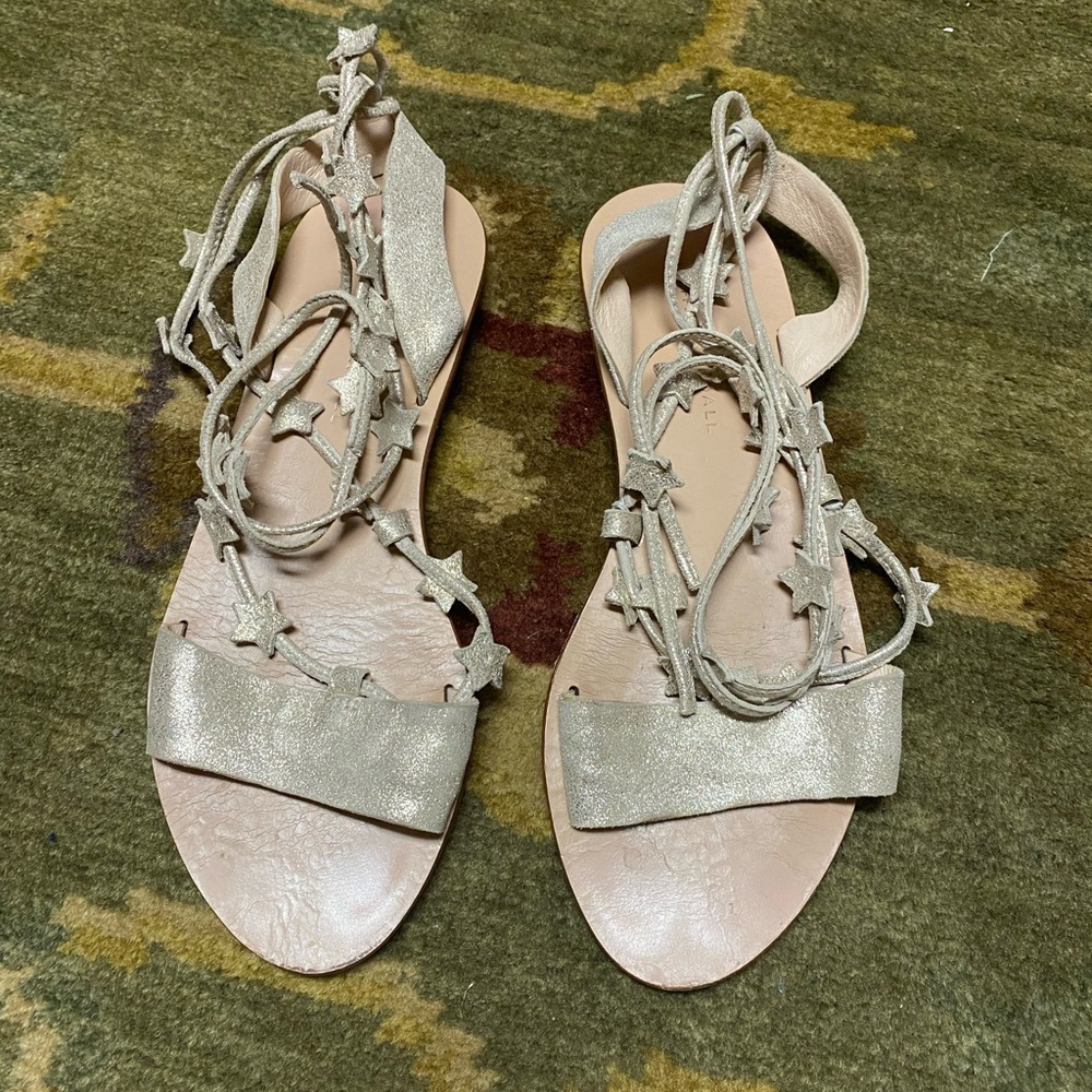 Loeffler Randall Star Tie Up Leather Sandals Sz 8 Women’s